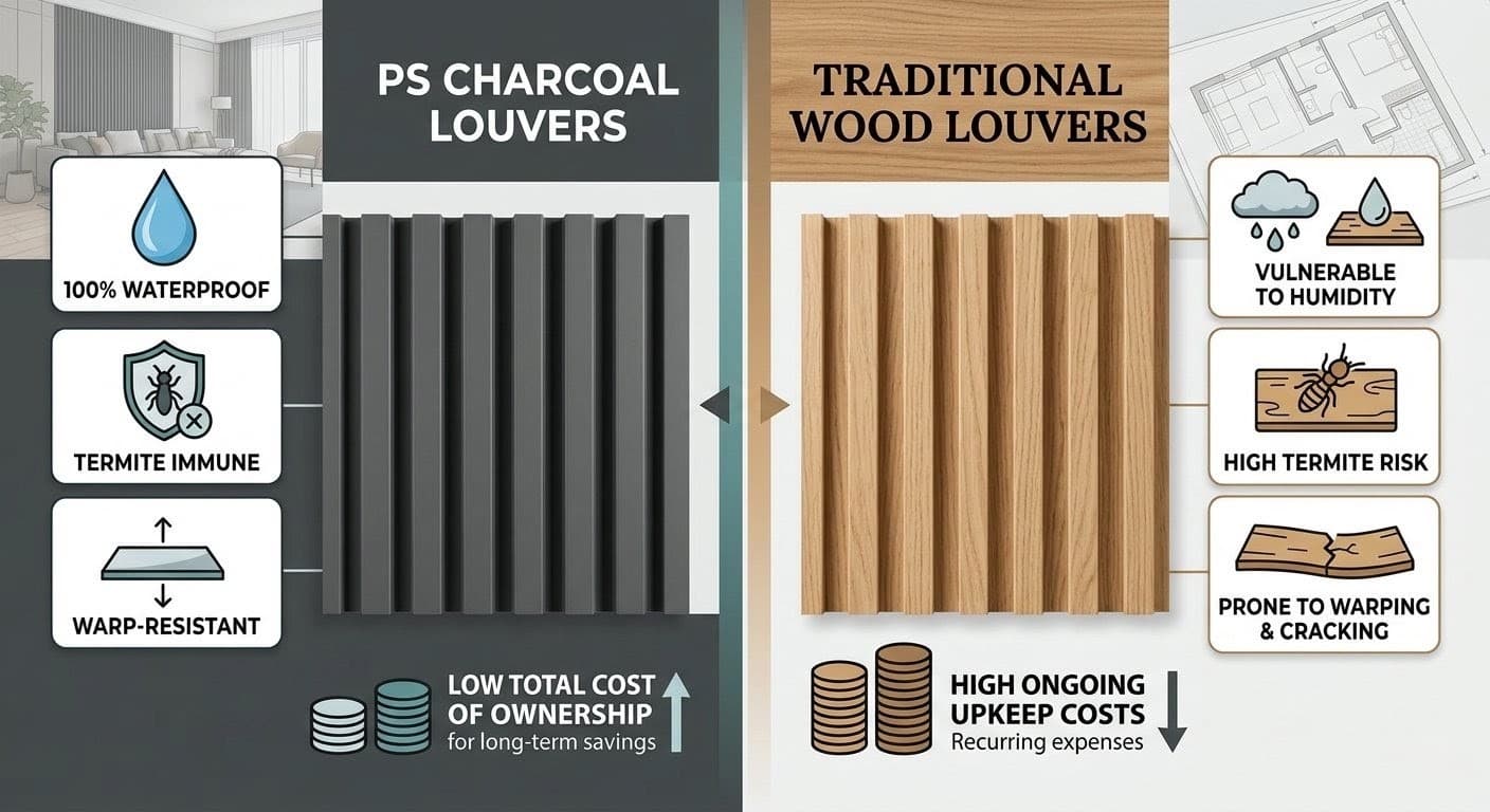 PS Charcoal Louvers vs. Traditional Wood Louvers: Cost, Maintenance, and Durability Compared